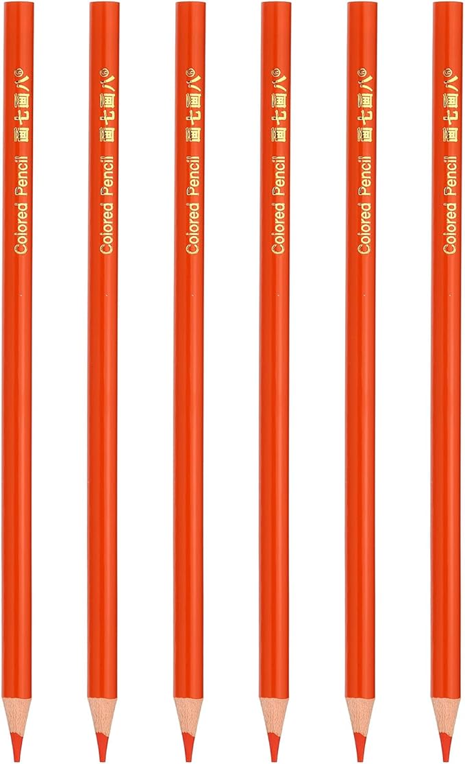 PATIKIL Orange Colored Pencils Set,6 Pcs Oil Color Pencils Wooden Coloring Drawing Pencil for Artists Art Painting
