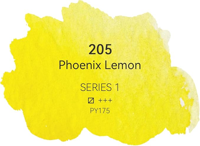 PHOENIX Professional Watercolor Paint - Single Watercolor Half Pan - Phoenix Lemon 205