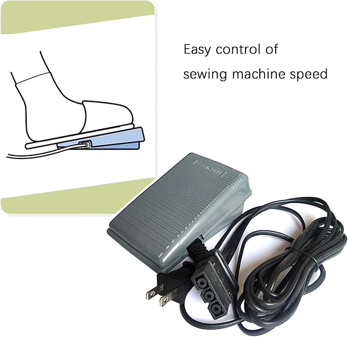 Sewing Machine Foot Pedal Speed Control with Power Cord for Brother Bernina Babylock Riccar and Viking J00360051