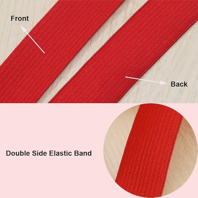 Red Knit Elastic Band for Sewing 3/4 inch 20mm-40 Yards Flat High Elasticity Straps-Wide Stretchy Knit Elastic Bands for Pants-Waistband-Wigs-Bedspread-DIY Crafts