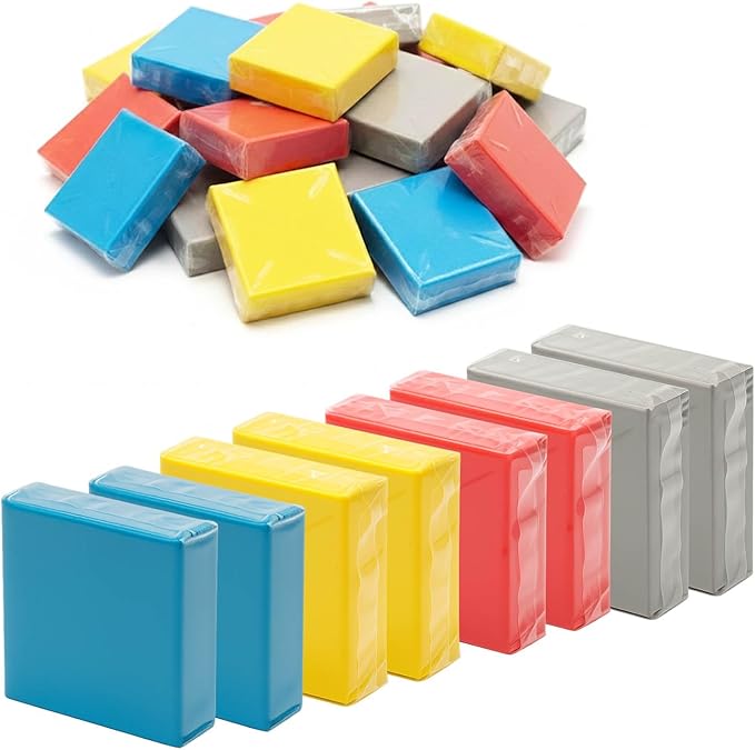 24 Pack Kneaded Erasers, Assorted Colors, for Artists,Drawing,School Supplies,Sketching Supplies and Office (Blue/Red/Yellow/Grey)
