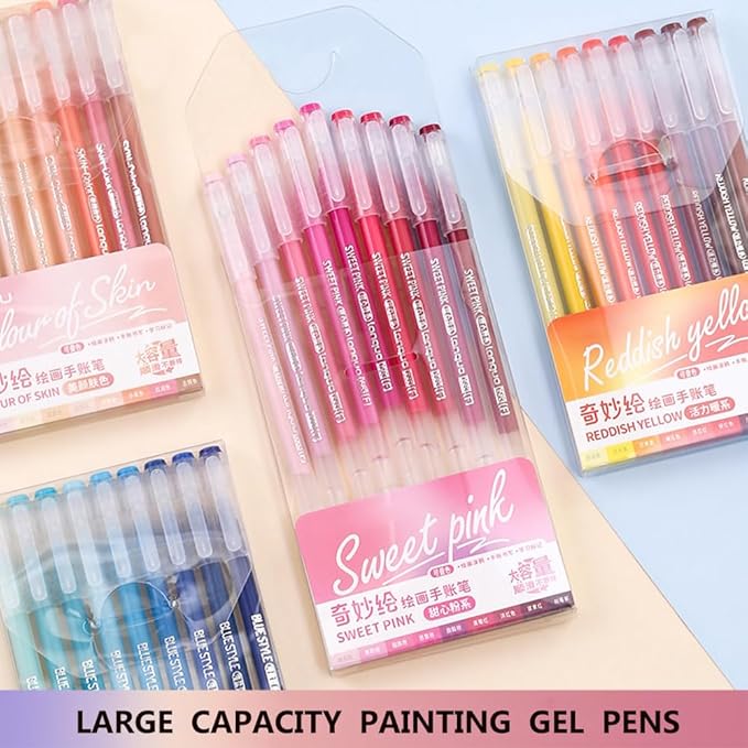 Gel Pens with Fine Point 0.6mm, 9 Colors Drawing Pencils for Adult Coloring Books Smooth Writing Pen Set for Journaling(Colorful Skin)