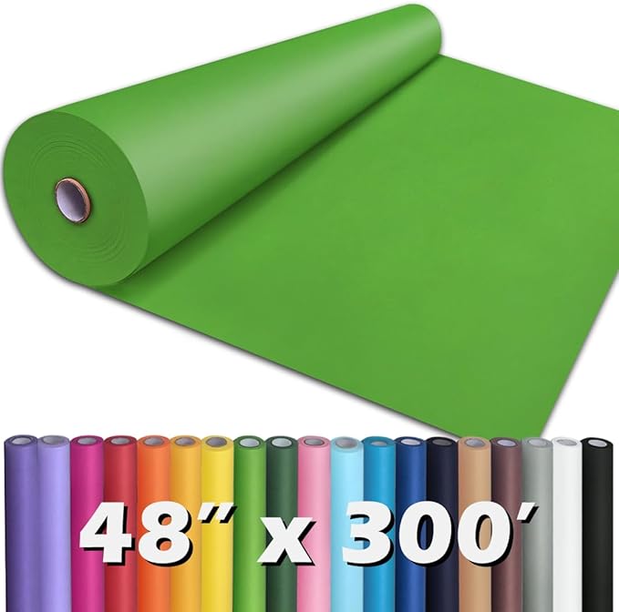 PerkHomy Medium Green Kraft Paper Roll 48" x 3,600" (300') for Gift Wrapping Bouquet Flower Art Painting Craft Writing Packaging Shipping 80GSM 55LB (Medium Green, 48" x 300')