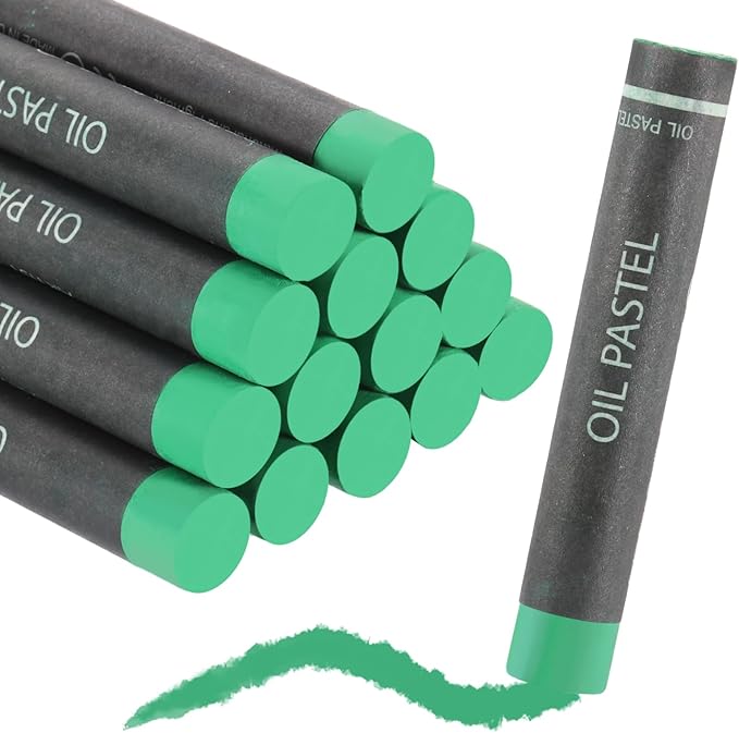 MECCANIXITY Soft Oil Pastels, Oil Pastel Crayons Vibrant Color Blendable Art Supplies for Painting Drawing Blending Painting Artists Beginners Professional(Green, Pack of 36)