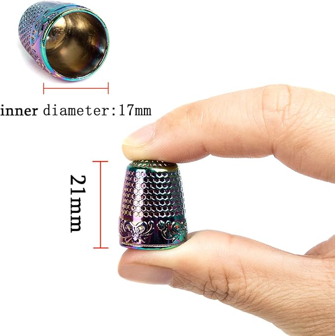 ZESION 4Pcs Sewing Thimbles, Metal Thimbles for Hand Sewing Finger Protector, Quilting Craft Accessories for Knitting Needlework DIY Tools, Bronze