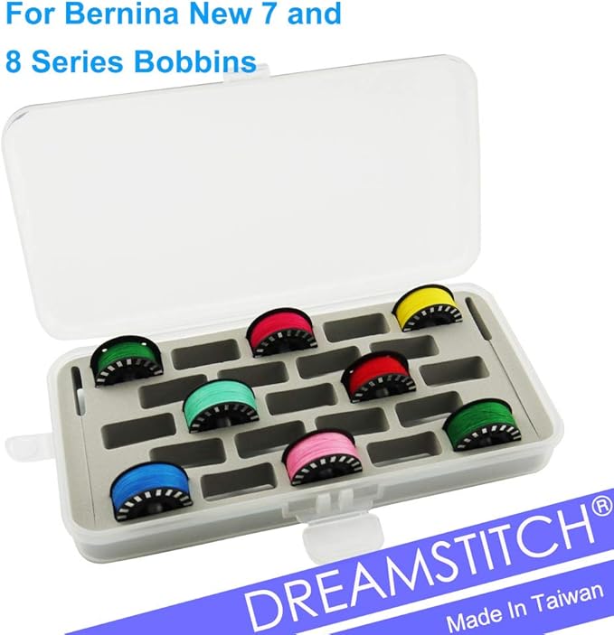 DREAMSTITCH Bobbin Case for Bernina New 7 and 8 Series Jumbo Bobbin Sewing Bobbin Storage Case and Saver Holds 23 Bobbins Box Organizer - Gray