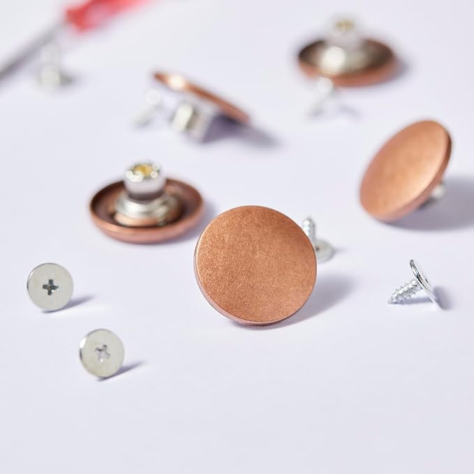 Alloy Jeans Button for Replacement,Super Hard,Quick Install,No Sewing,Skin&Clothes Protected,with Screw and Tool(Copper) 20mm 10pcs