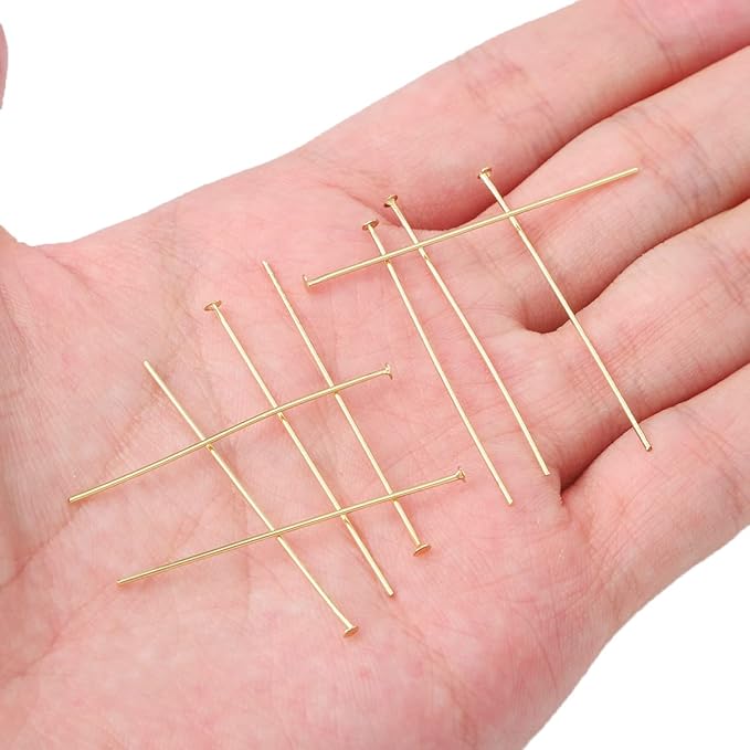 14K Gold Plated Flat Head Pins Non Tarnish 40mm 150pcs for Jewelry Making Findings