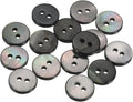 uxcell 15Pcs Natural Shell Button, 2 Hole 10mm Flat Mother of Pearl Buttons for Shirt Coats Suits Jacket Jeans Skirts DIY Sewing Crafts, Black/Silver