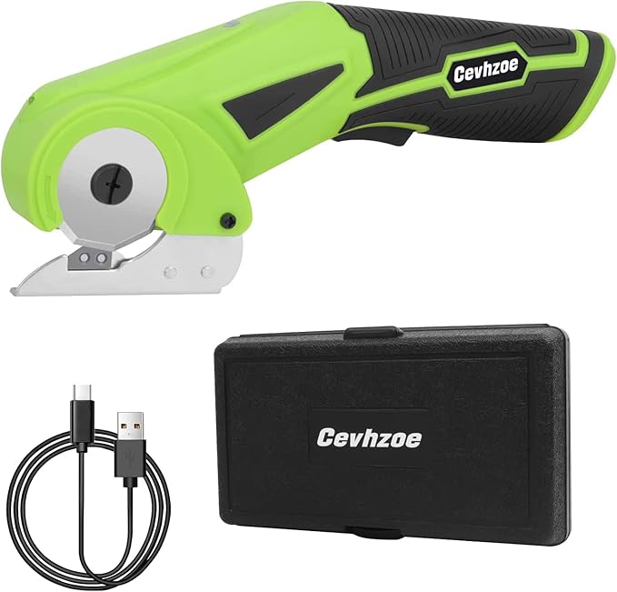 Cordless Electric Scissors, 4V Rechargeable Mini Cardboard Cutter, with Charger Safety Lock Electric Box Rotary Cutter for Leather Carpet Plastic Cutting Sewing Crafting