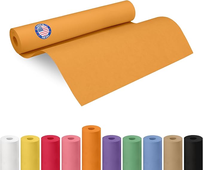18" x 1200" (100 ft) Orange Kraft Paper Roll - USA-Made Quality Orange Craft Paper for Gift Wrapping, Kids' Arts & Crafts, School Projects - Natural Material 50lb Thickness by IDL Packaging