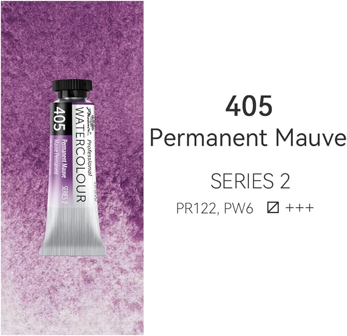 PHOENIX Professional Watercolor Paint Single Tube - 0.47 Fl Oz / 14ml - Permanent Mauve