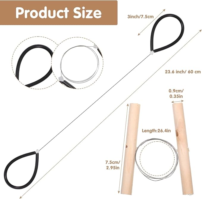 DOPENSPI 4PCS Wire Clay Cutter, 26.4Inches Wood Handle Cutting Pottery Tool Cheese Plasticine Dough Cutting Pottery Tools Cut Off Tools for Clay Artists