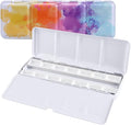 LOONENG Empty Watercolor Palette, Empty Watercolor Tin with Fold Out Palette, Medium Colorful Watercolor Tray Palette with 14 Empty Full Pans for Plein Air Painting and Sketching