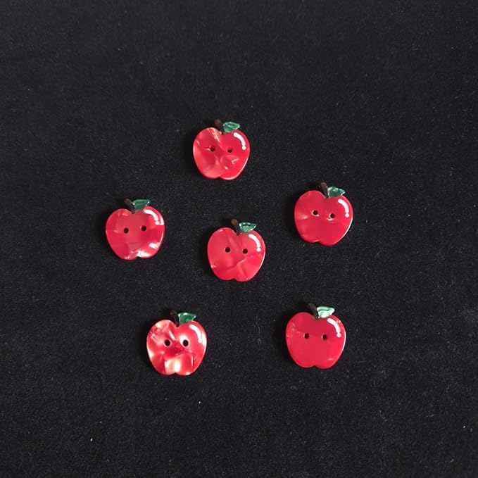 Cute Red Apple Buttons for Crafts,Acetate Button for Clothes,Cute Buttons for Sewing,Button Bulk,Pack of 6