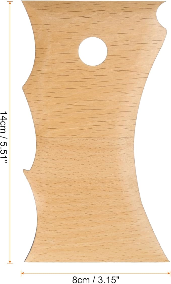 HARFINGTON 2pcs Pottery Ribs Trimming Tools Pottery Profile Rib Wooden Foot Shaper Big Wave Pattern Design Texture Rib Beech Wood for Carving Ceramics Clay