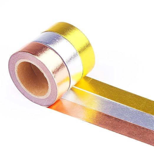 DECORA 3 Pieces Gold Washi Masking Tape Collection Premium DIY Arts & Crafts Tape and Gift Wrapping Supplies for Home Decoration and St. Valentine's Day Use