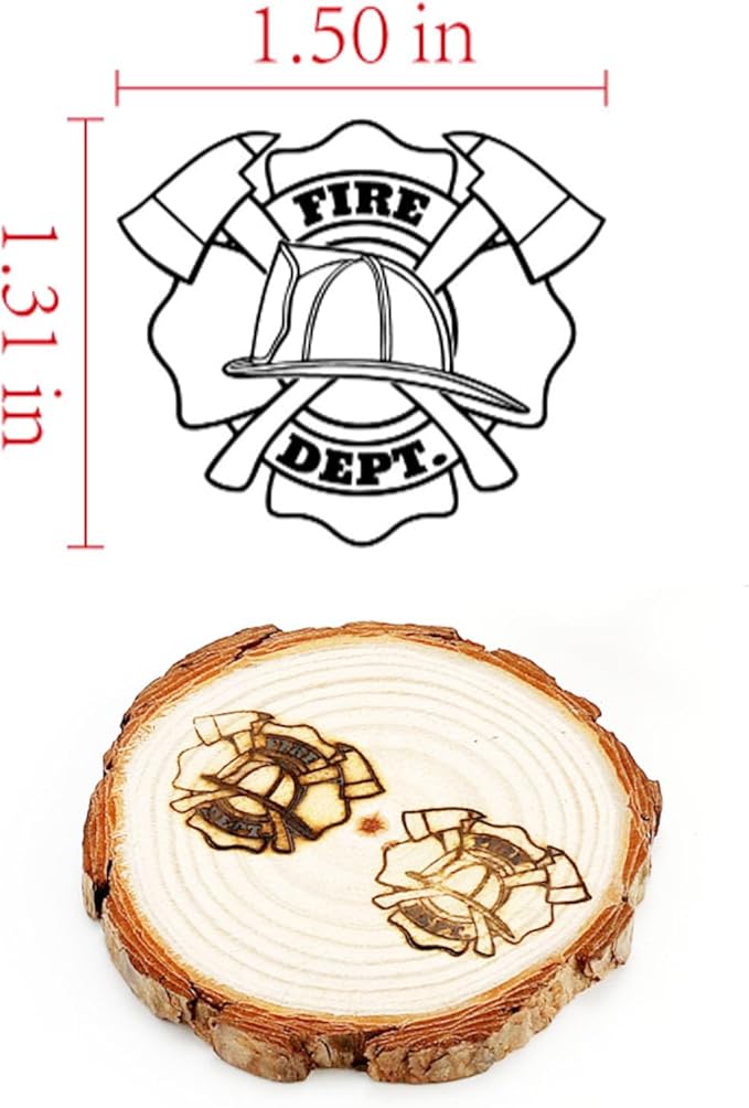 AIMOADO US Fire Department Badge Branding Iron Stamp, 1 1/2" Wood Branding Iron Personalized Logo for Meat, Burger, Wood, Hats with Full Set Tools