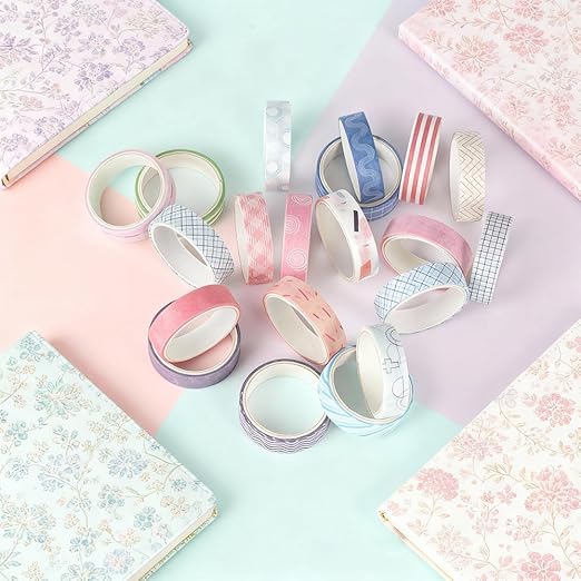 20 Rolls Washi Tape Set, Mixed Pattern Decorative Tapes for Journals, Scrapbooking, Gift Wrapping, Decor & Crafts (Macaron)