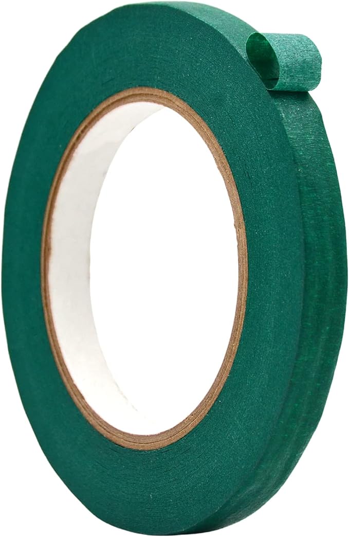 WOD MTC5 Colored Masking Tape, Green, 1/2 inch x 60 yds. Colorful Teacher Painters Tape for Fun DIY Art & Crafts, Lab Labeling, Writable & Classroom Decorations