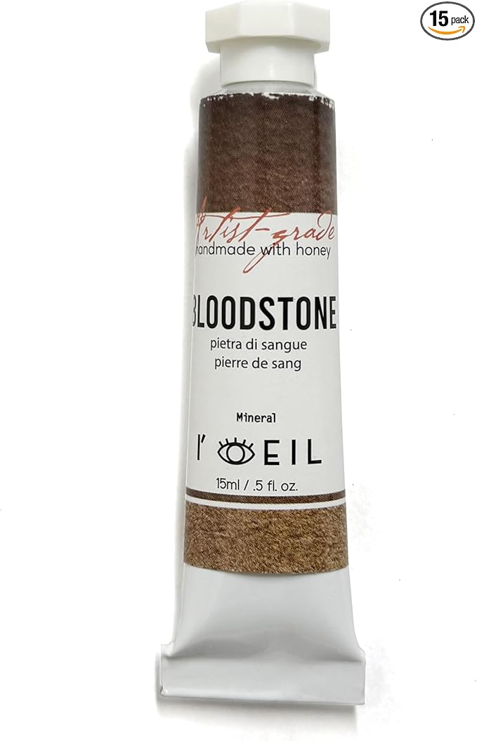 L'oeil (Genuine Minerals) Professional Artist Grade Extra Fine Handmade Watercolor 15ml Paint Tube, 5 Fl Oz, Natural Granulation, Rich Colour Luminosity, Lightfast Non-fading, Archival Quality (Bloodstone)