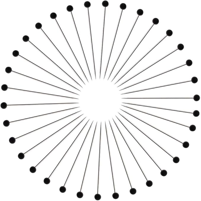 250 Pieces Sewing Pins Ball Glass Head Pins Straight Quilting Pins for Dressmaker Jewelry Decoration, Black
