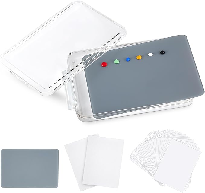 Nuanchu 1 Pcs 9 x 12 Inch Neutral Grey Tempered Glass Palette for Oil Painting with Lid and 40 Sheets Disposable Paper and 2 Sponges Keeps Wet Paint Fresh for Artist DIY Color Mixing Beginners