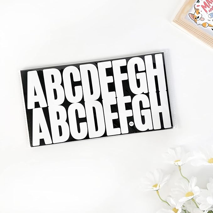 400 Pcs 24 Sheets Large Letter Stickers 2.5 Inches White Alphabet Number Self Adhesive Sticker for Bulletin Board, Classrooms, Mailbox, Scrapbooking, Poster Board, Wall Vinyl Stick On