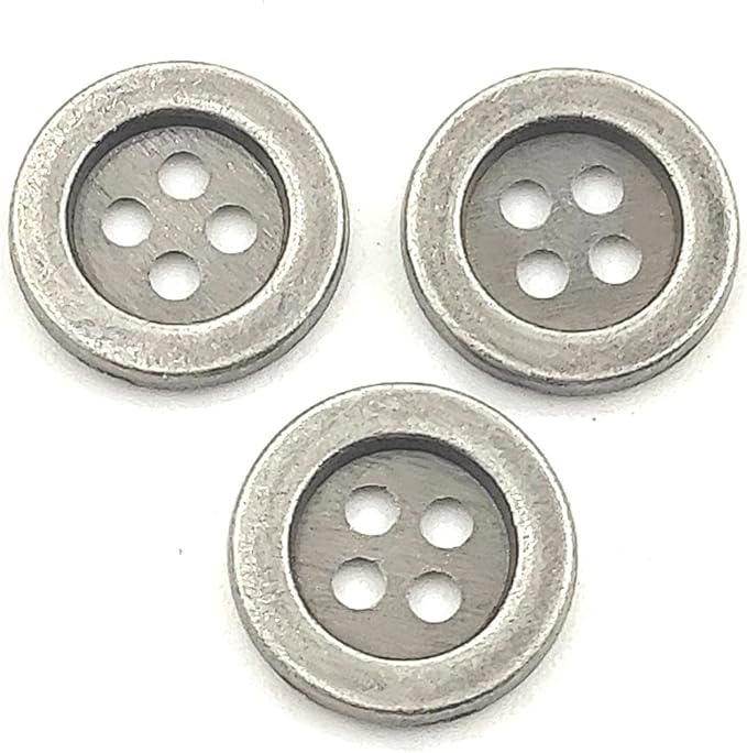 30pcs Metal Buttons Vintage Style Round Buttons 4 Holes Bulk for Clothing DIY Crafts Handmade Buttons Scrapbooking Sewing Decorations 15mm (Antique Silver)