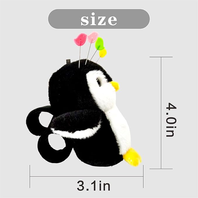Lovely Penguin Wrist Pin Cushion Kit for Sewing with 50 Cute Bird Needles,Including Threader, Thimble ＆Tape Measure for Quilting DIY Projects.