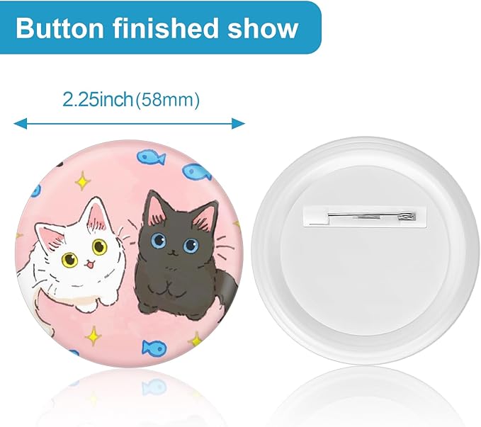200 Sets 2.25 Inch Button Maker Supplies, 58mm Round Badge Parts with Metal Covers, Plastic Pin Backs, Clear Film & Blank Paper, Perfect for Button Maker Machine & Badge Press