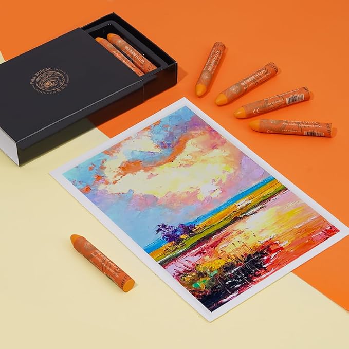Paul Rubens Bright Yellow Oil Pastels (8 Pack) - Ultra-Creamy & Blendable, Bullet Tip for Precision - Premium Art Supplies for Drawing, Sketching & Painting - Ideal for Artists, Students & Beginners