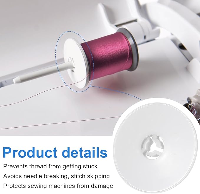 TIESOME Spool Cap for Sewing Machine, Replacement Spool Pin Cap Set of 6 Pieces in 3 Sizes 25mm 35mm 45mm, White