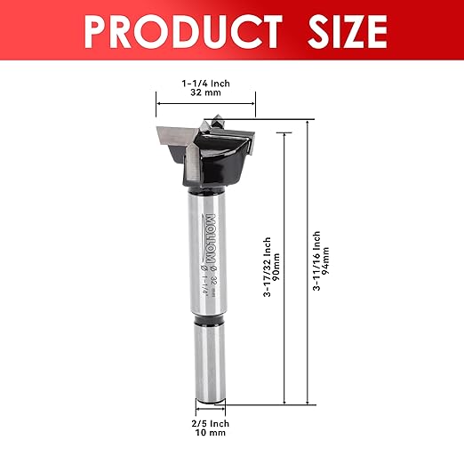 Mollom 1-1/4" (32mm) Forstner Drill Bit for Precise Woodworking with Durable YG8 Carbide Thickness of 2.0mm,This Hinge Cutter Tool is Ideal for Hard Wood, Plastic, Plywood