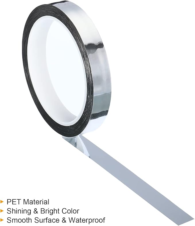 PATIKIL Metalized Tape 0.2/0.6/1 Inch x 55 Yards, 3 Roll Mirror Metallic Masking Foil Sticker Self Adhesive for Detailing Accent Wall Graphic Arts, Silver