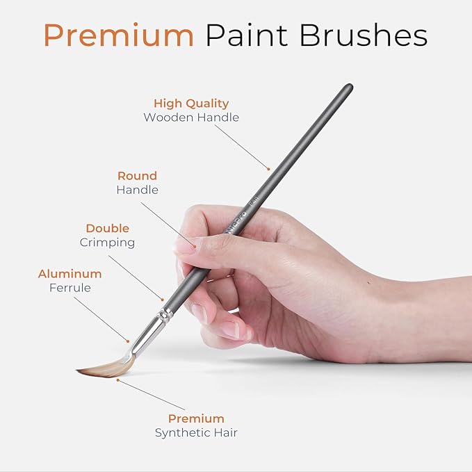 Nicpro 40 PCS Paint Brush Set, Professional Acrylic Paint Brushes with Palette Knife and Canvas Roll, Suitable for Acrylic Painting, Oil, Watercolor, Gouache, Art Supplies Painter Gifts for Artist