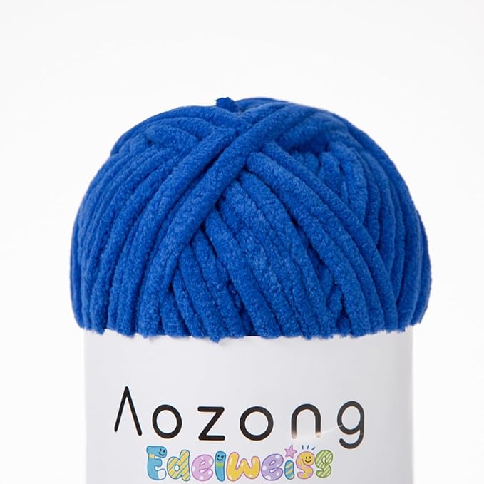 Super Soft and No Shedding Chunky Chenille Yarn for Crocheting and Knitting -Easy to Crochet with-Super Bulky #6, 3Pack of 3.5oz/82yds -Chunky Plush Yarn for Hand Craft Blanket Amigurumi Blue Color