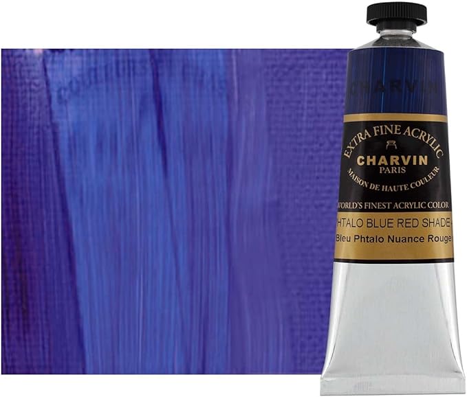 Charvin Extra Fine Professional Acrylic Paint - Phthalo Blue Red Shade, 60ml Tube, Triple-Milled, Lightfast Pigments, Open Stock Artist Acrylic Paints in Nature-Inspired Hues