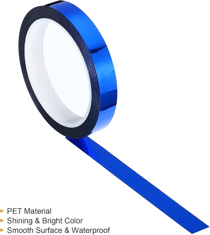 PATIKIL Metalized Tape 0.2/0.6/1 Inch x 55 Yards, 3 Roll Mirror Metallic Masking Foil Sticker Self Adhesive for Detailing Accent Wall Graphic Arts, Blue