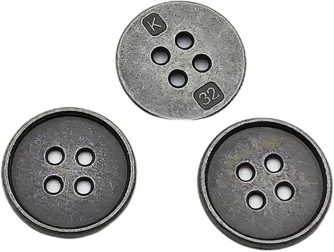 20PC Sewing Metal Buttons 4 Hole Antique Silver Round Vintage Crafts Buttons 20mm