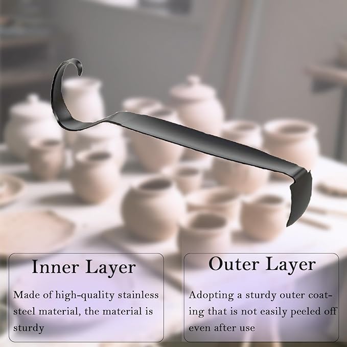 LAX_LMY Pottery Trimming Tools, Versatile Pottery Tool for Clay and Ceramic Trim, Double Ended Clay Trimming Tool, Black