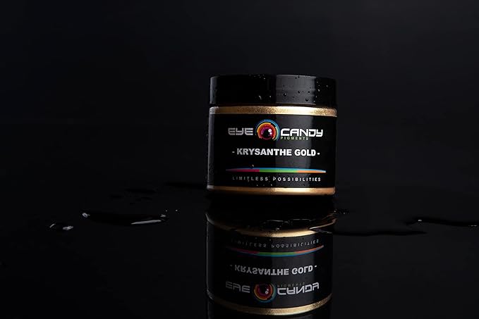 Eye Candy Pigments Premium Gold Mica Powder - Krysanthe Gold (50gr) - for Epoxy, Resin, Soap, Paint, Woodworking, Acrylic Pouring, Bath Bombs, Fishing Lures - DIY Arts and Crafts Additive