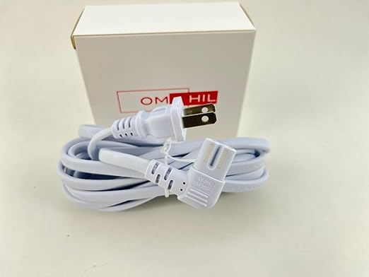 OMNIHIL [UL Listed] Extra Long White 10FT L-Shaped C7 Power Cord Replacement for Pfaff Creative 1475 CD Sewing Machine