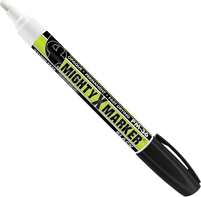 PM-36 Paint Marker, 2.3mm Bullet Tip, Permanent & Waterproof, DIY Crafts, Drawing, Glass, Ceramic, Stone, 6 Bonus Reversible Tips, Made in USA, Black 6 Pack