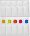 Jucoan 2 Pack 10-Well Ceramic Watercolor Painting Palette, 7-1/2 x 4-1/4 Inch Rectangle Porcelain Artist Paint Palette Mixing Tray for Watercolor, Gouache, Acrylic