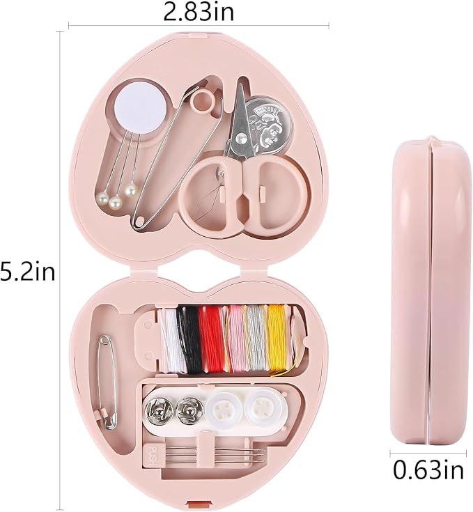 1 Set Sewing Kit Box,Travel Sewing Kit for Adults,Portable Mini Sewing Kit,Sewing Tools Household Clothing Fixes Sewing Kit,Sewing Thread Accessories,Basic Sewing Supplies Accessories (Red)