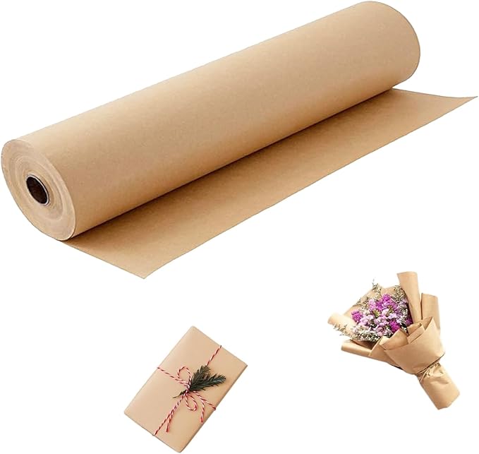 Brown Wrapping Paper Roll 30"x 1200" Craft Packing Paper for Moving Shipping, Gift Wrapping Paper, Bulletin Board Paper, Kraft Paper for Table Covering Poster Christmas