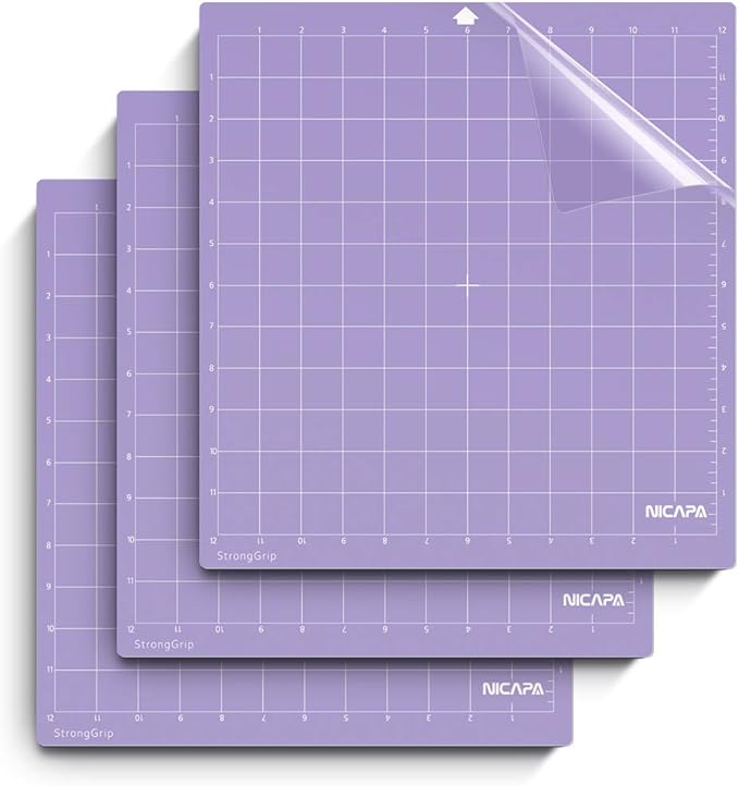 Nicapa Cutting Mat for Silhouette Cameo 3/2/1 Strong-Grip,12x12 inch 3pack) Adhesive&Sticky Non-Slip Flexible Square Gridded Purple Cut Mats Replacement Accessories Set matts Vinyl Craft Sewing