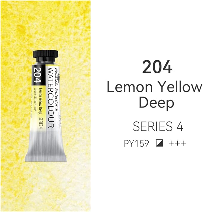 PHOENIX Professional Watercolor Paint Single Tube - 0.47 Fl Oz / 14ml - Lemon Yellow Deep