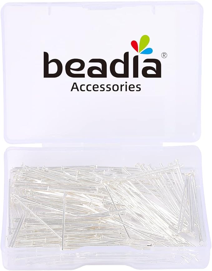 Silver Plated Flat Head Pins Non Tarnish 30mm 200pcs for Jewelry Making Findings